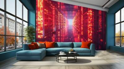 Red Glow: Inside a Data Center Wall mural