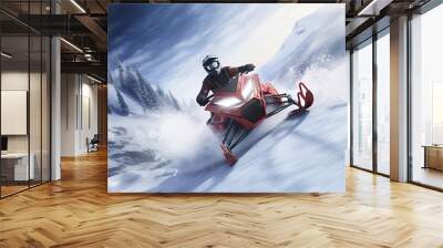 Active fast driving snow Wall mural