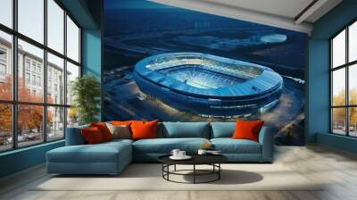 Aerial view on soccer stadium in evening time Foot Wall mural