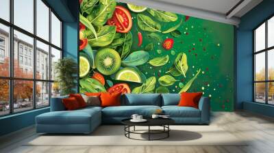 food banner green - healthy colorful Wall mural