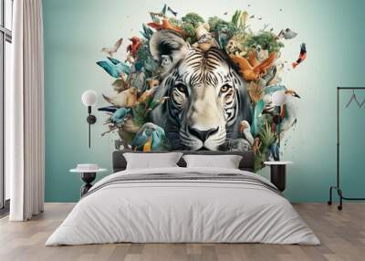 World animal day collage design Wall mural