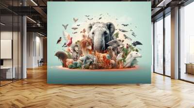 World animal day collage design Wall mural