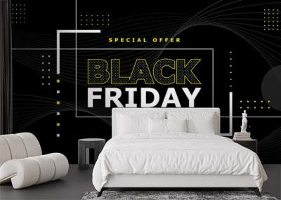 Sales promotion banner vector for black friday sale Wall mural