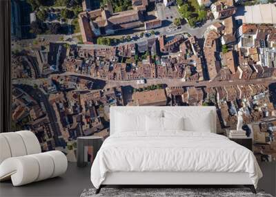 Aerial panorama view of the old Swiss town Schaffhausen, Switzerland Wall mural