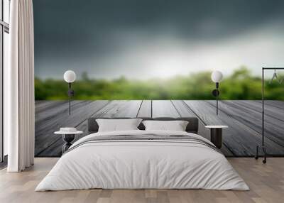 Abstract empty gray background with empty table top nature scene  Wall mural