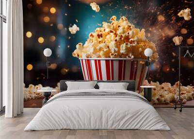 Celebrating popcorn with blure effect on nature landscape Wall mural