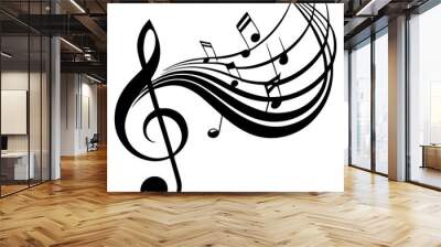 Collection of musical notes in treble clef staff vector illustration, representing the concept of a musician and musical notes icon. Wall mural