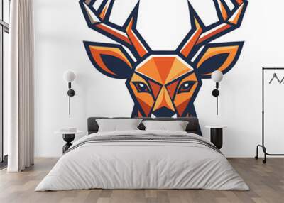 Trendy monochrome geometric abstract polygonal flat color deer head vector art. Colorful linear portrait of a deer's head. Wall mural