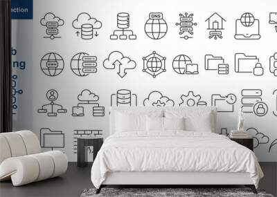 web hosting icon line collection vector design illustration template with editable stroke Wall mural