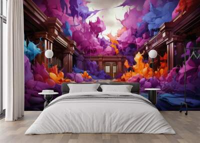 Bold graffiti art in energetic color scheme Wall mural