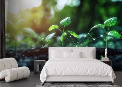 Conceptual of tech plant growth Wall mural