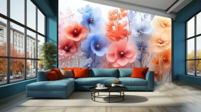 Vibrant floral arrangement featuring colorful blossoms and delicate stems. Wall mural