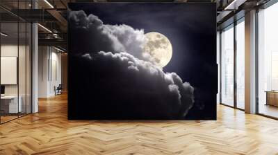 Full moon overcast night Wall mural