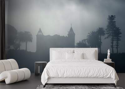 House in a foggy night Wall mural