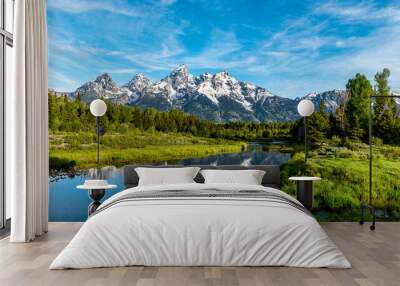 Reflection of the Grand Teton Mountain Range in Grand Teton National Park (6) Wall mural