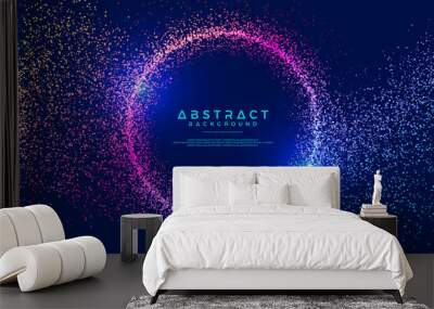 Dynamic abstract liquid flow particles background. Shining abstract particle flow background. Futuristic background with dots combination. Eps10 Vector background. Wall mural