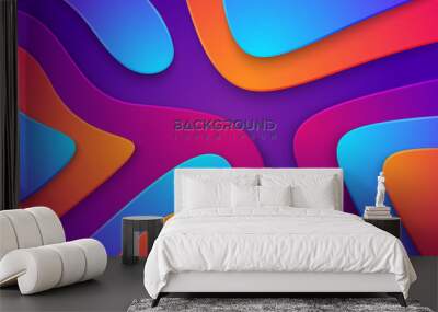 Wavy colorful background with 3D style. Modern liquid background. Abstract textured background with mixing pink,purple, blue, and orange color. Eps10 vector illustration. Wall mural