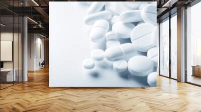 pharmacy theme, white medicine tablets antibiotic pills. Wall mural