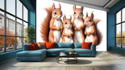 A quality colored pencil drawing of a cute and lovely Squirrel Wall mural