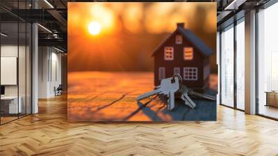 a house with a key on the front porch Wall mural