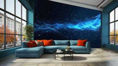 Abstract Blue Energy Waves in a Starry Sky Wall mural