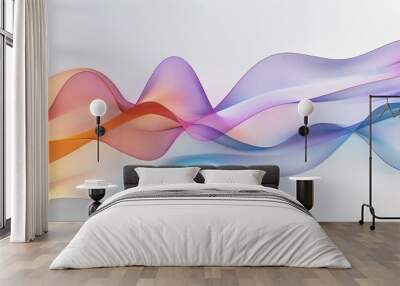 Abstract Colorful Waves on a White Background Wall mural