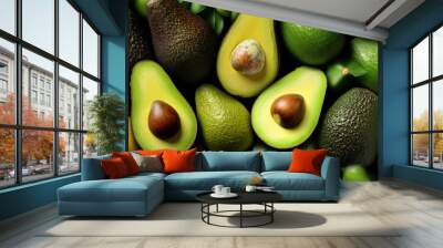 fresh avocado fruit, top view Wall mural