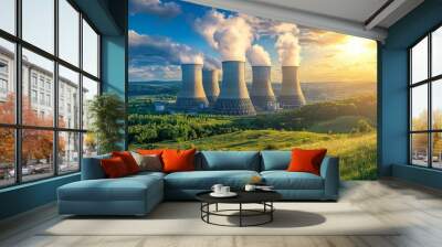 Cooling towers of a nuclear power plant electrical energy Wall mural