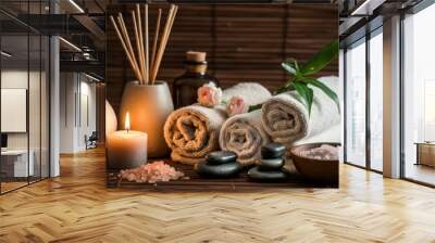 Beauty spa treatment with candles Wall mural