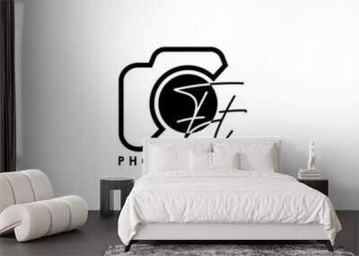 Initial Letter FT with camera. Logo photography simple luxury vector. Wall mural