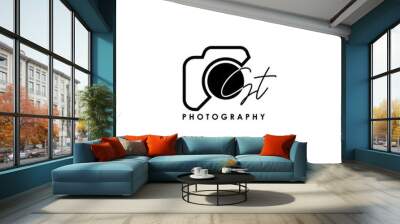 Initial Letter GT with camera. Logo photography simple luxury vector. Wall mural