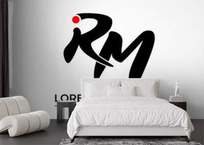 Initial Letter Logo RM Handwriting Logo template. Wall mural