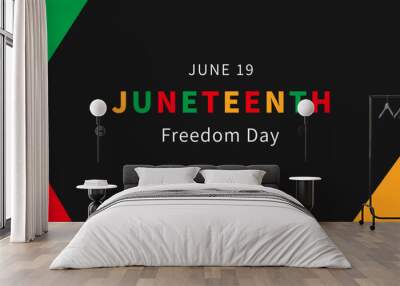 abstract juneteenth concept red green yellow triangular pattern geometric black background banner vector template Wall mural