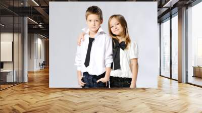 portrait of little boys and girls in the studio Wall mural