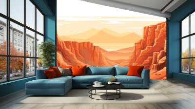 A canyon with a river vector simple 3d smooth cut isolated illustration Wall mural