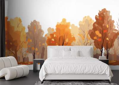 Autumn foliage in a park vector simple 3d smooth isolated illustration Wall mural