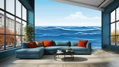 Calm ocean waves vector background Wall mural