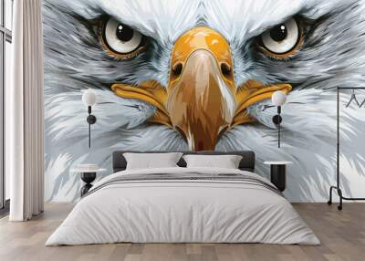 Close-Up of an Eagles Fierce Gaze stock image isolated vector style Wall mural