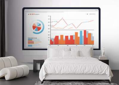 computer screen with charts windows vector flat isolated illustration Wall mural