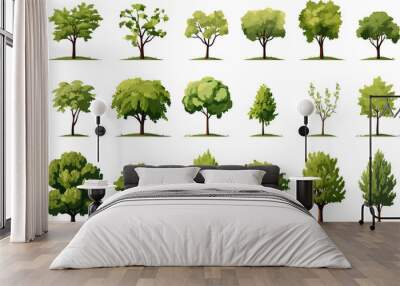 field trees set isolated vector style with transparent background illustration Wall mural