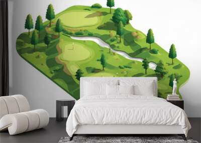 golf course isometric vector flat minimalistic isolated illustration Wall mural