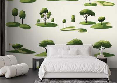 golf course set vector flat minimalistic isolated illustration Wall mural