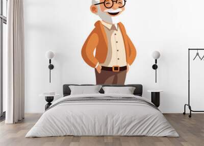 happy old man vector flat minimalistic isolated illustration Wall mural