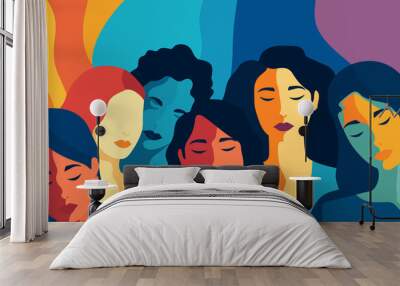 inclusive group of sad people isolated vector style illustration Wall mural