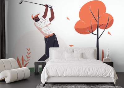 indian man playing golf isolated Wall mural