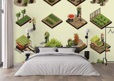 isometric agriculture collection LU set isometric isolated illustration Wall mural