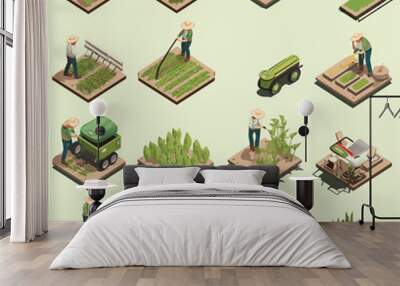 isometric agriculture collection LU set isometric isolated illustration Wall mural