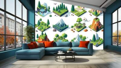 isometric set of nature tiles isolated vector style Wall mural