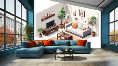 living room isometric vector flat minimalistic isolated illustration Wall mural