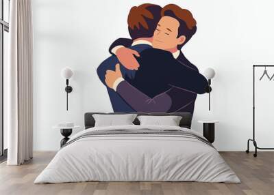 man in business suit hugging with man stock image isolated vector style Wall mural